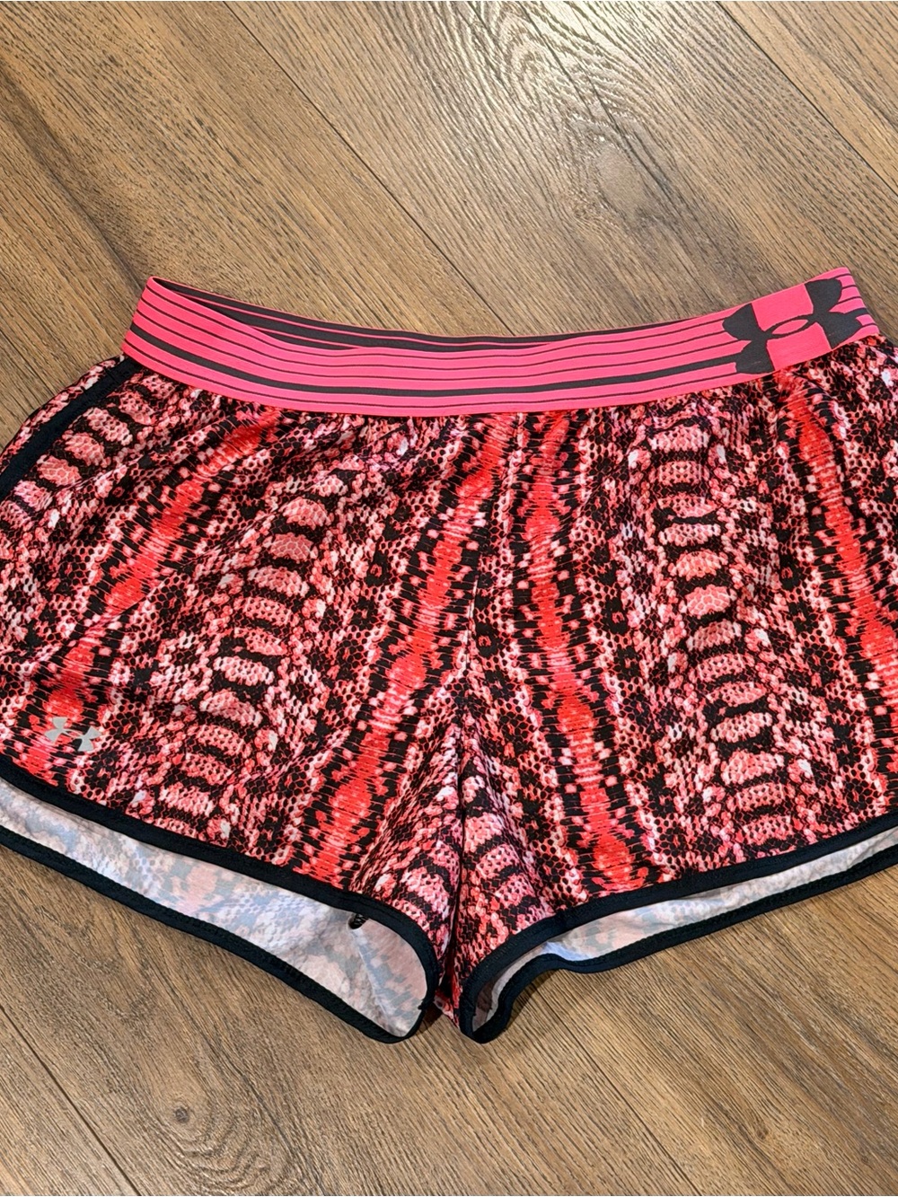Under Armour Pink & Red Printed Women's Athletic Shorts